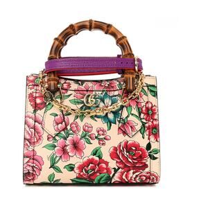 Gucci Shanghai Calfskin Floral Print Mini Diana Tote Bag - NWT